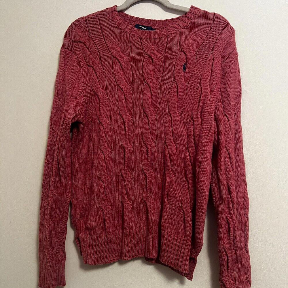 Polo Ralph Lauren icon logo roving cotton cable knit sweater Size M